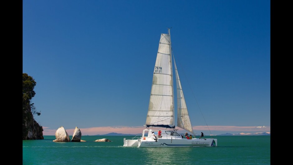 Abel Tasman Sailing Adventures "Power of Two" day sailing catamaran.