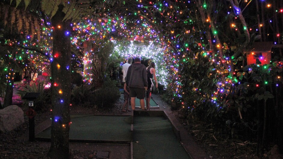 Fairy lights throughout the course.