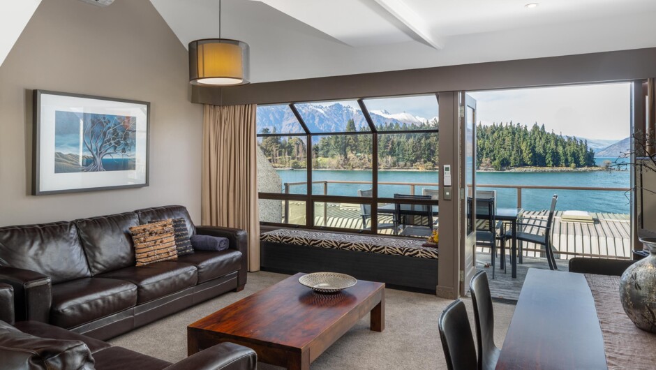 Living/dining area opens out to a private balcony