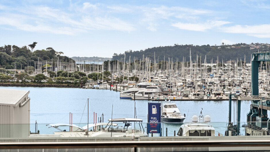 Stunning views of the waterfront from the covered balcony.