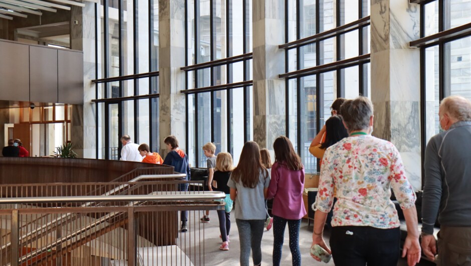 Visitors on a tour in the Beehive