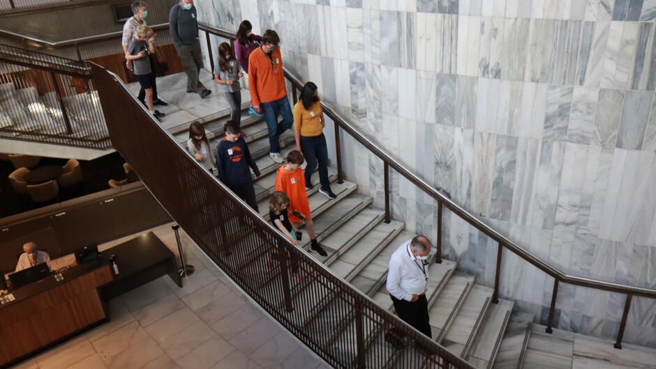 Visitors on a tour in the Beehive