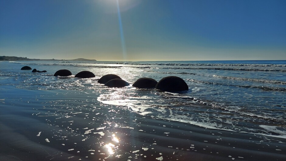 Moeraki Boulders incoming tide.