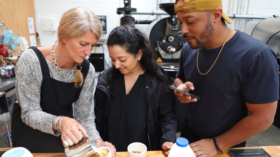 Learning how to make a great coffee with Serena Harper from The Roastery Kāpiti.