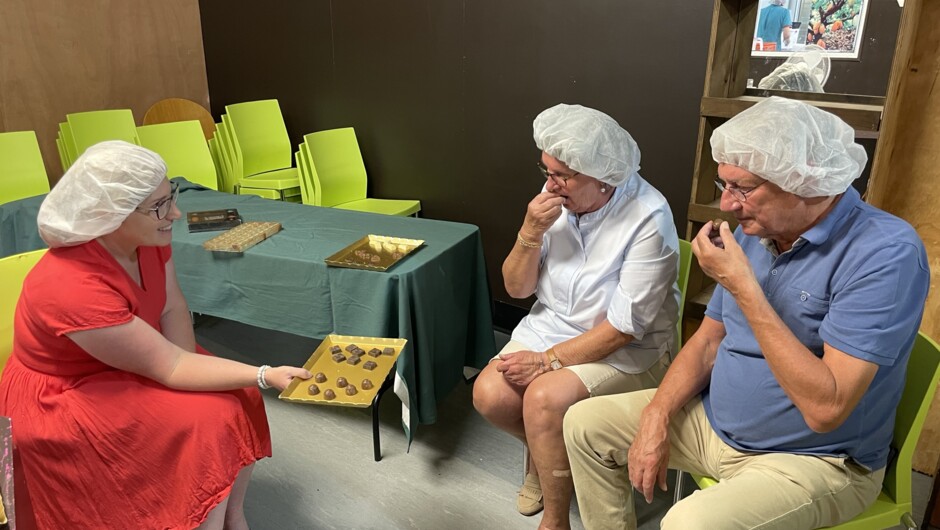 Chocolate tastings with Owner Sarah Abaniel, Kāpiti Chocolate Factory.