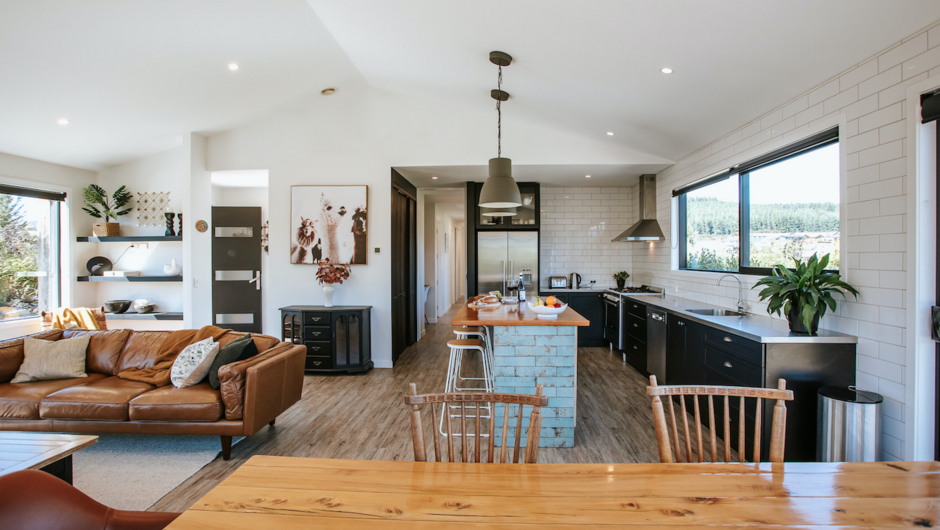 Open planned kitchen & living area.