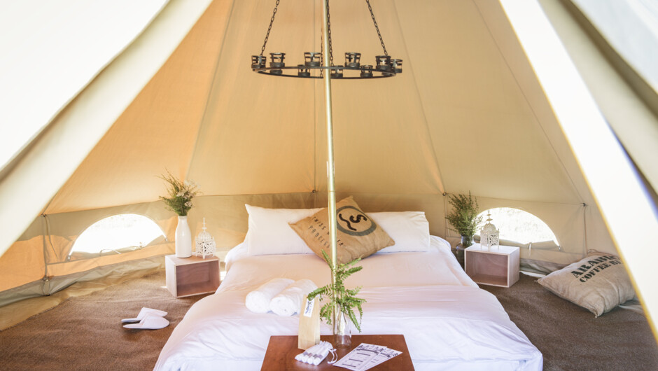 Glamping Teepee Interior - Accommodation Te Arai