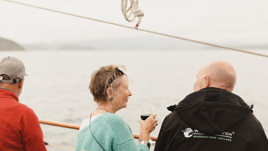 Enjoying a drink during a late after noon sailing