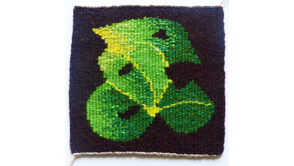 NZ Kawakawa leaf woven at the Tapestry Weaving workshop