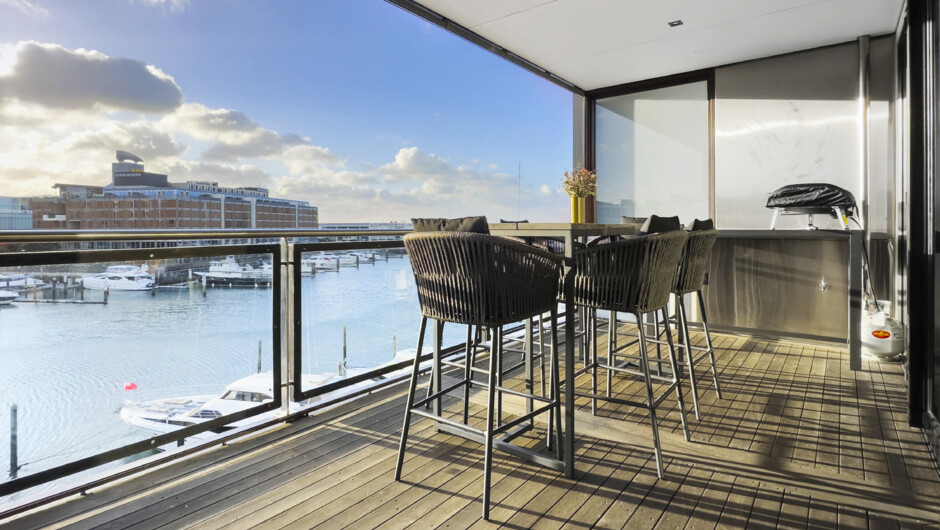 Beautiful water views from the sunny balcony