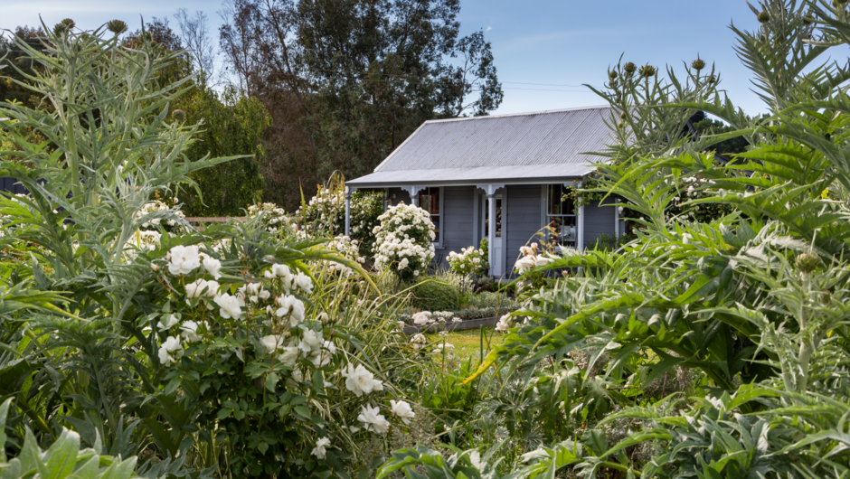 Longbush Cottage, seen through White Garden.