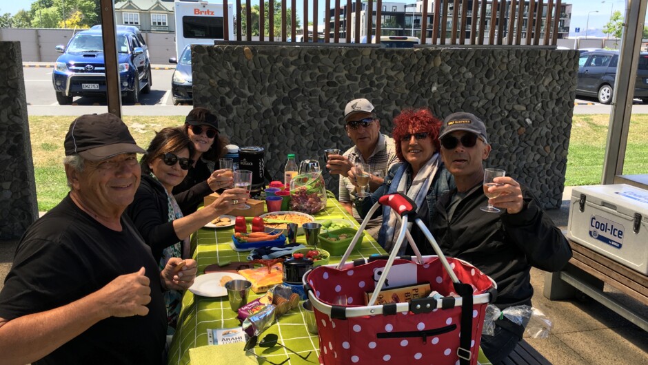 Picnic lunch while looking around Christchurch.