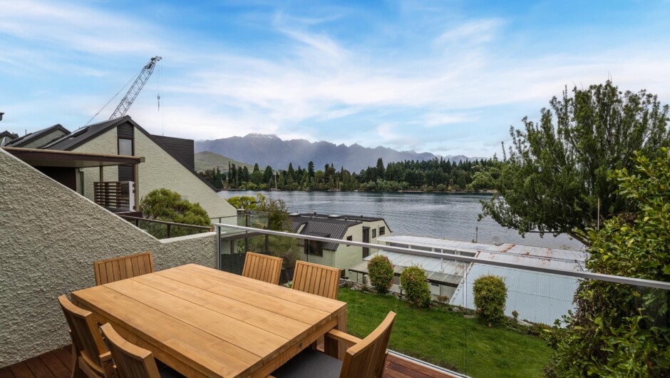 Balcony with lake views