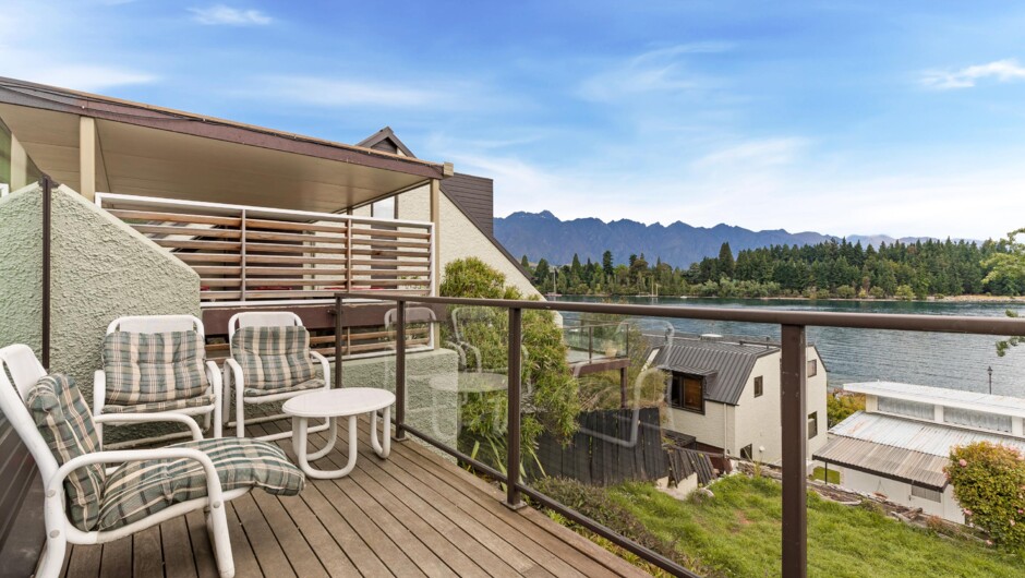 Private balcony with lake views