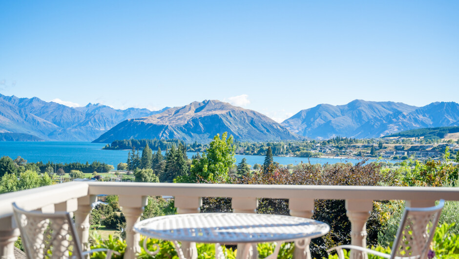 Lake and mountain views from the balcony