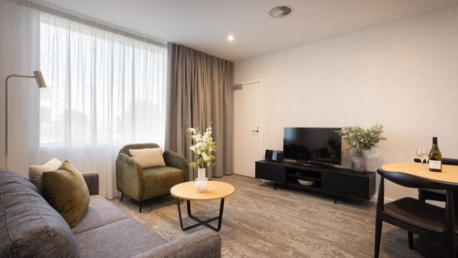 Quest Mt Maunganui One-bedroom apartment lounge