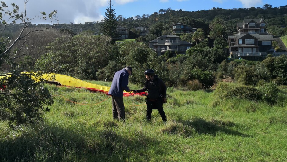 Setting up to launch from the small training slope