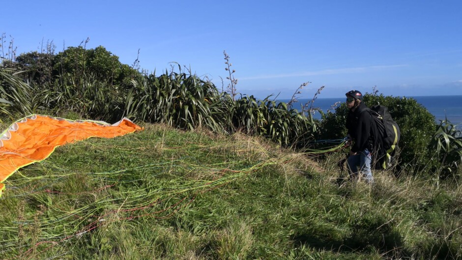 Setting up to launch from the hill