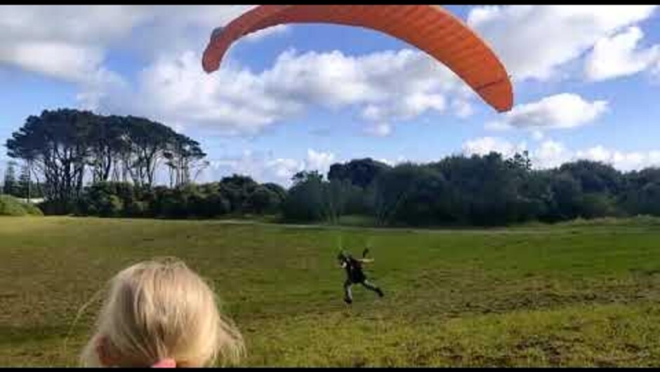 Basic paragliding reverse launch ground handling practice.