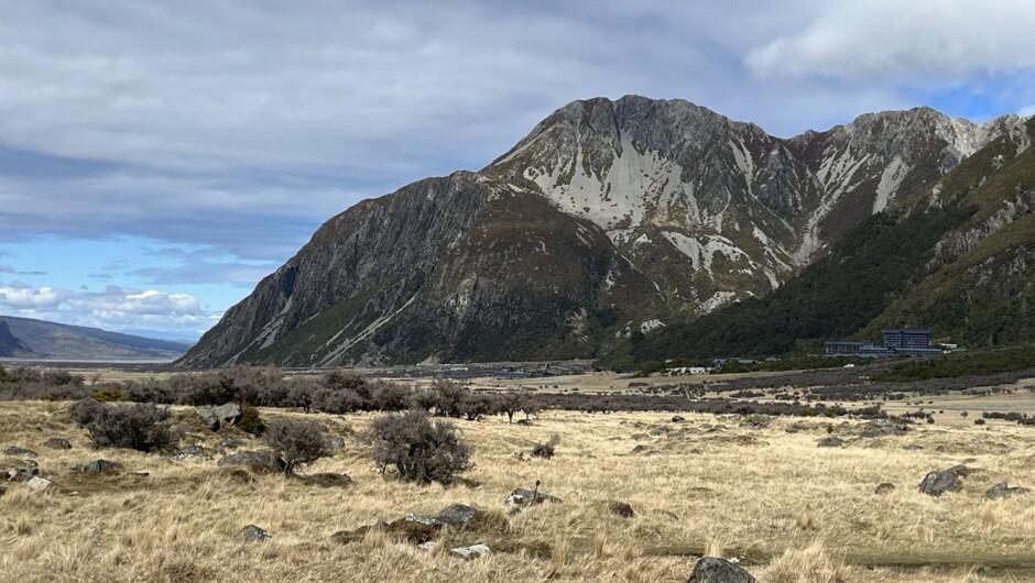 Views back towards Mt Cook Village from the Hooker Valley Track