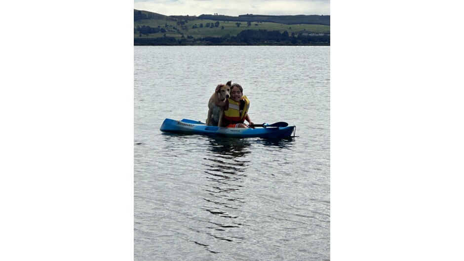 A boy & his pup, kids kayaks are perfect for little ones under 40kg.