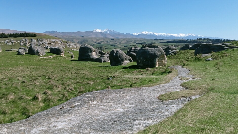 Sightseeing at Elephant Rocks, part of the Waitaki UNESCO Geopark.