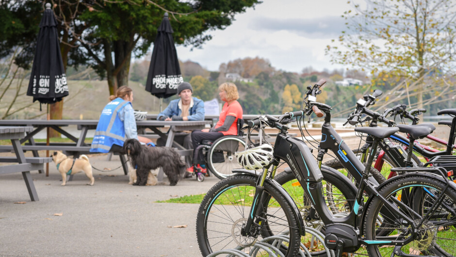 Stopping for lunch at The Podium Cafe at Lake Karapiro