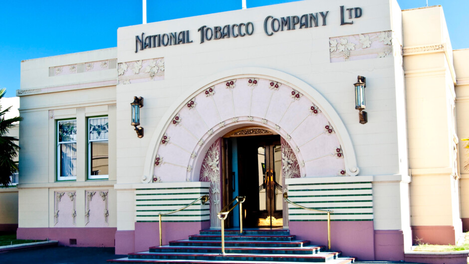 Outside of the National Tobacco Company, LTD in Napier, North Island, New Zealand.