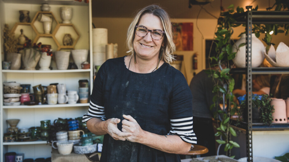 Potter Ani Rowell at home in the Studio