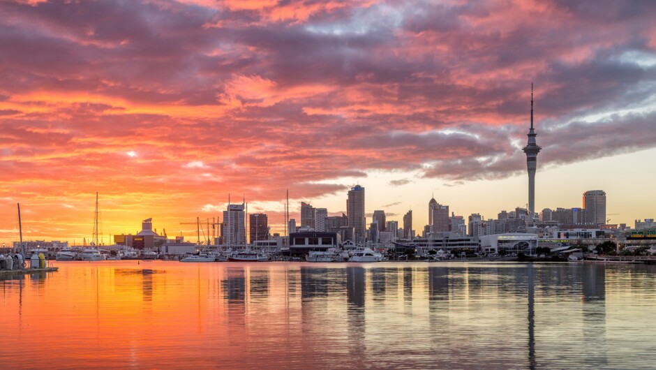 Auckland city sunset
