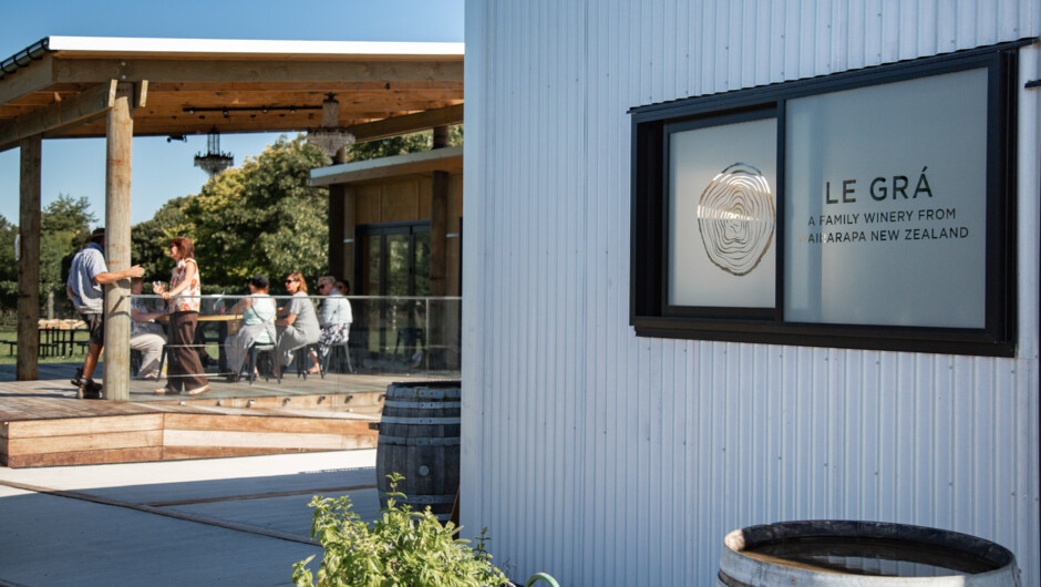 The covered deck area and cellar door