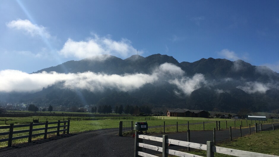 Te Aroha Mountain is spectacular from every angle along the trail.