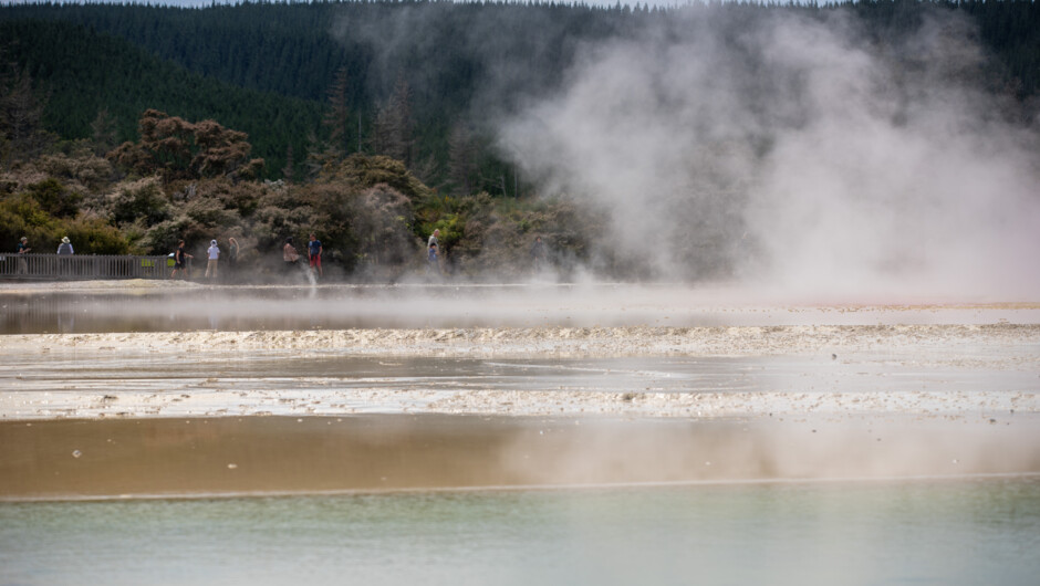 The hot steam of the Champagne Pool