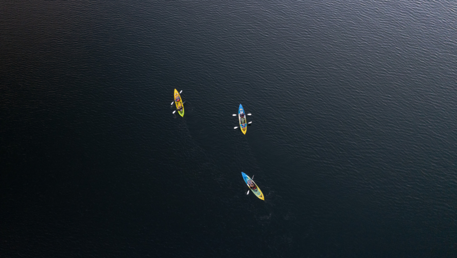 Drone view of kayaks