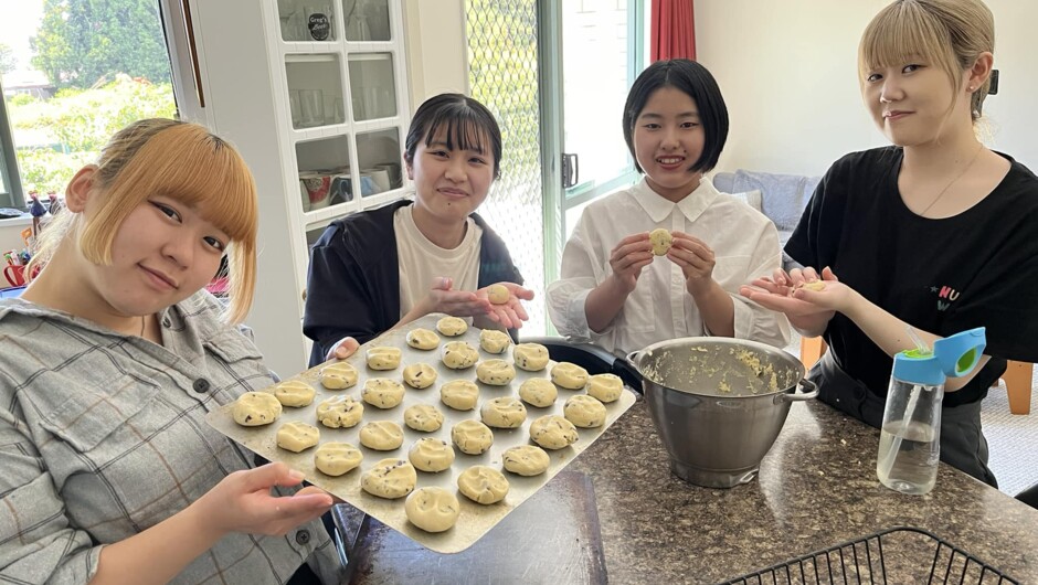 Girls making cookies