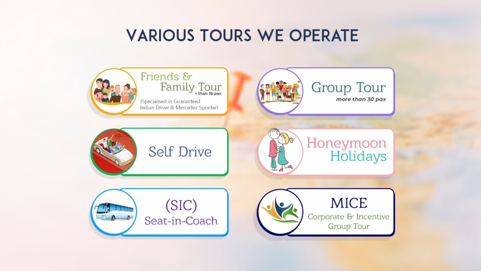 Various Tours we operate