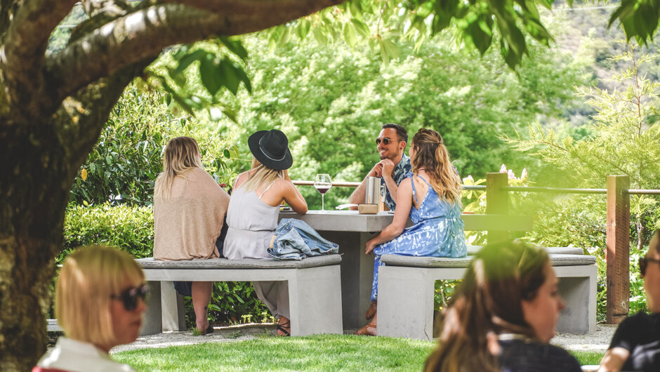 Cellar Door garden setting in summer.