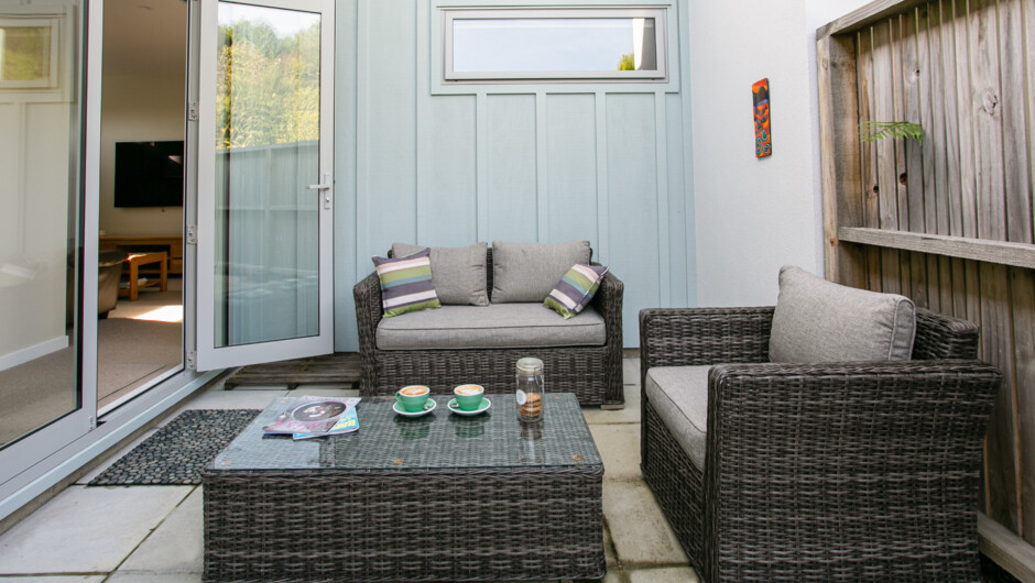 Our guests enjoy their own private entrance and an outdoor area for them relax in.