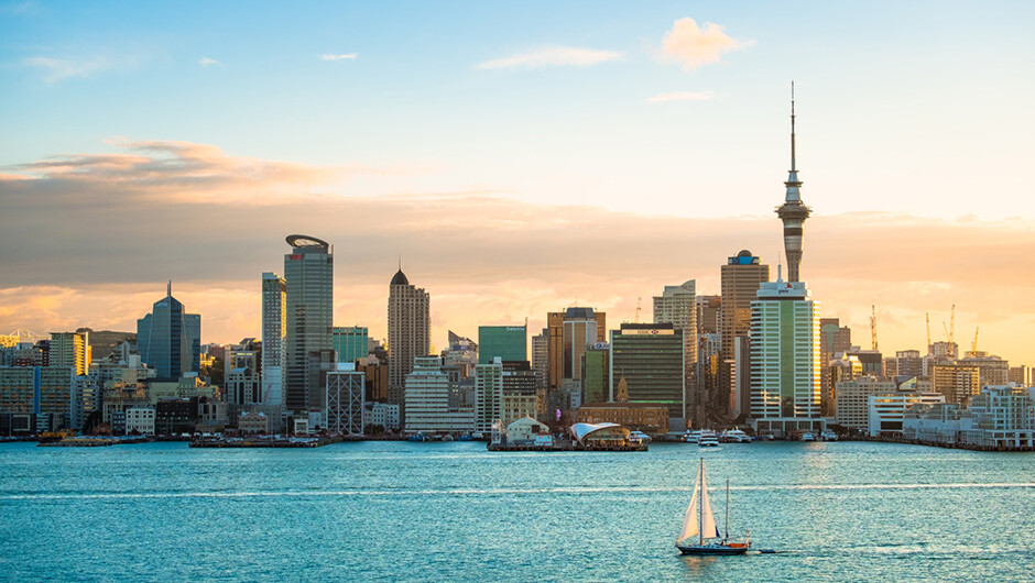 The Dramatic highlights of Auckland, including the Harbour Bridge and Bastion Point.