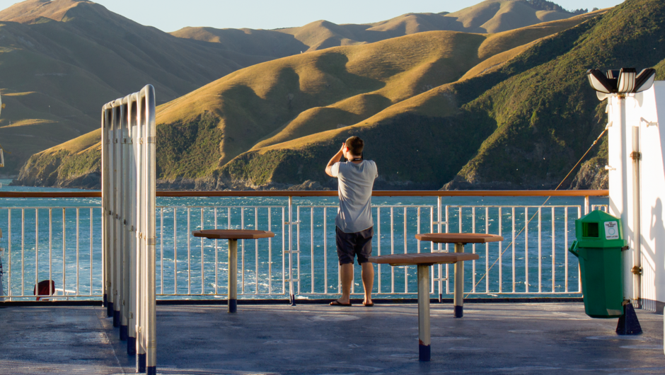 Viewing deck through the Marlborough Sounds