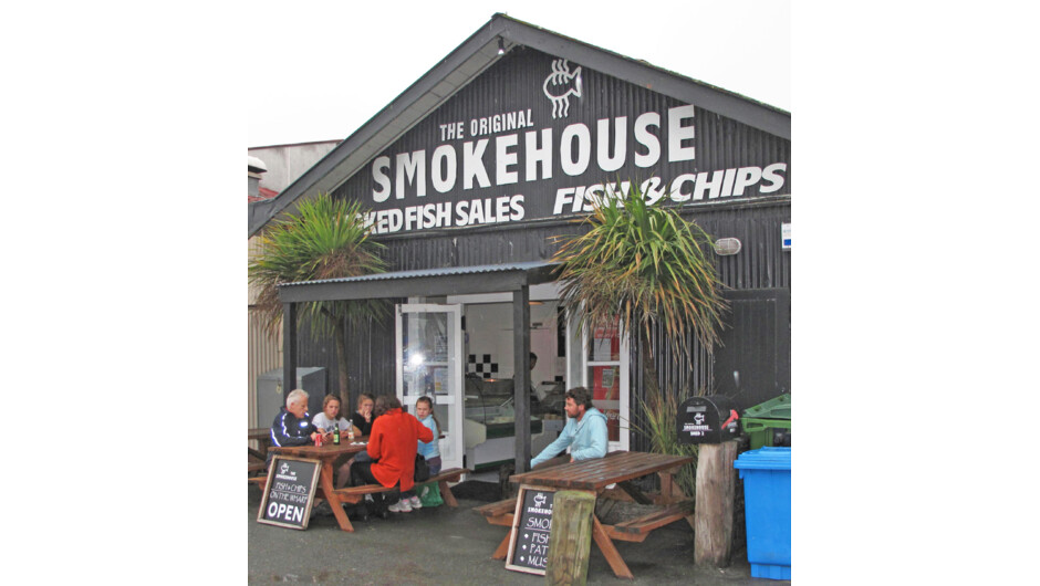 Great fish and chips on the wharf at Mapua Smokehouse