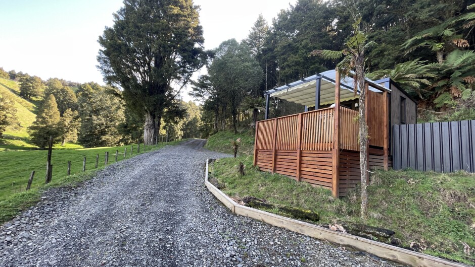 Cabin at the front of 6ha native forest