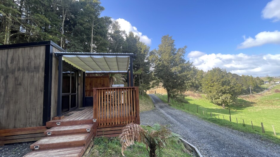 Cabin at the front of 6ha of native forest