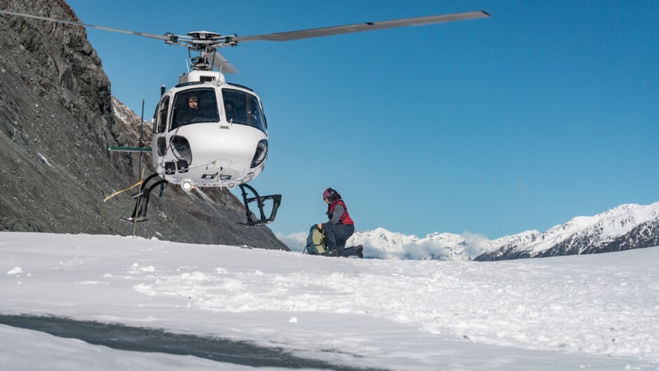 From sky to ice. Soaring above Aoraki/Mt Cook before landing on New Zealand’s largest glacier - what a thrill