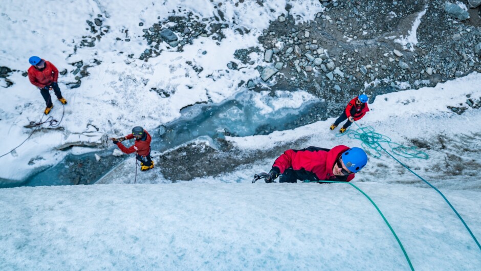 Every step reveals a new ice formation.