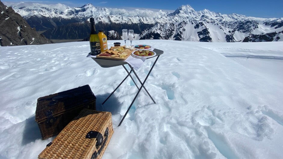 Enjoying delicious bites surrounded by the breathtaking beauty of Aoraki/Mt. Cook