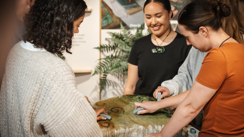 Try original carving methods and shape pounamu with sandstone.