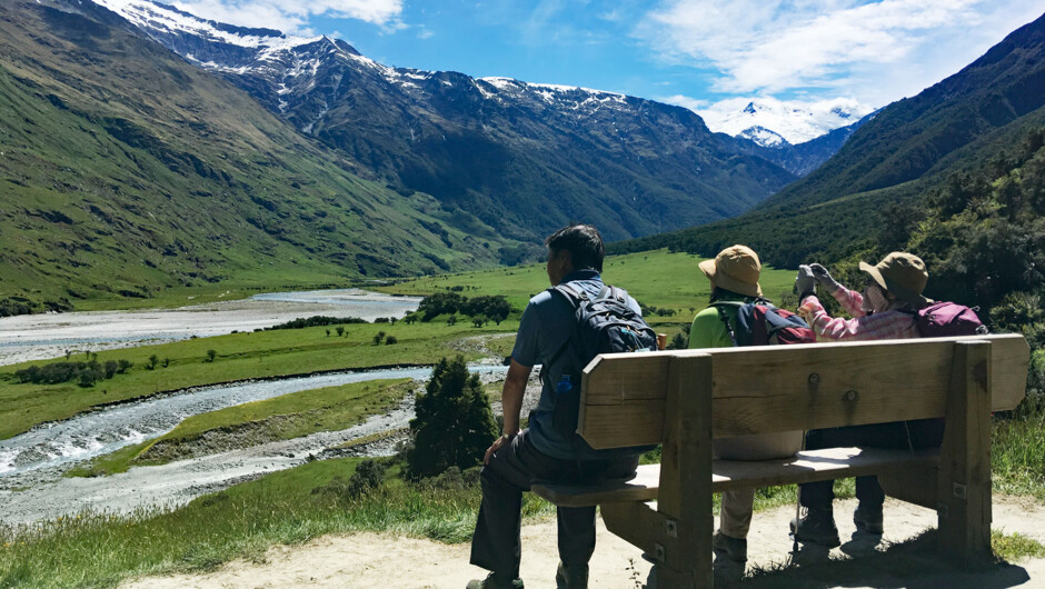 View of glacier capped peaks