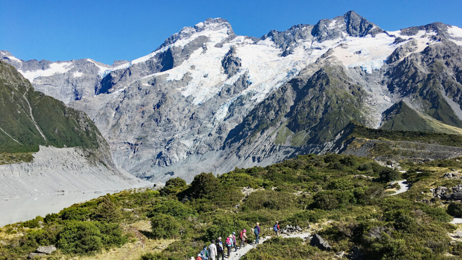 Hooker Valley Track with towering Mt Sefton