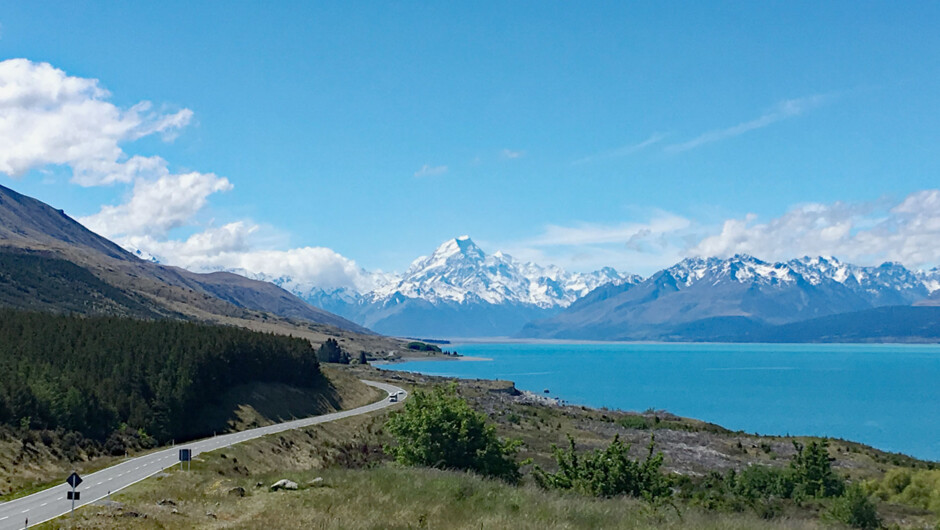 Glacier fed Lake Pukaki and Aoraki/Mt Cook